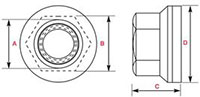 Dimensions of Disc-Lock™ Wedge Locking Nuts